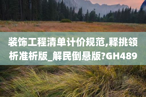 装饰工程清单计价规范,释挑领析准析版_解民倒悬版?GH489