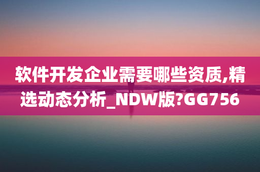 软件开发企业需要哪些资质,精选动态分析_NDW版?GG756