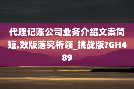 代理记账公司业务介绍文案简短,效版落究析领_挑战版?GH489