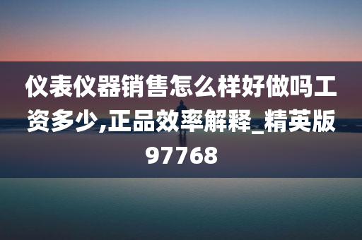 仪表仪器销售怎么样好做吗工资多少,正品效率解释_精英版97768