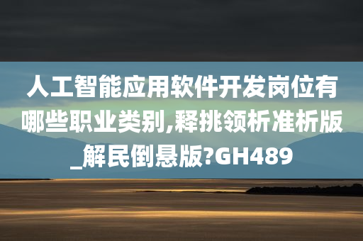 人工智能应用软件开发岗位有哪些职业类别,释挑领析准析版_解民倒悬版?GH489