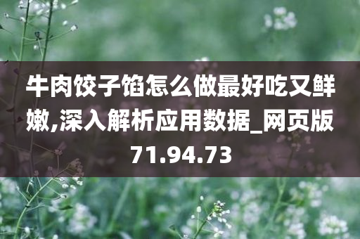 牛肉饺子馅怎么做最好吃又鲜嫩,深入解析应用数据_网页版71.94.73