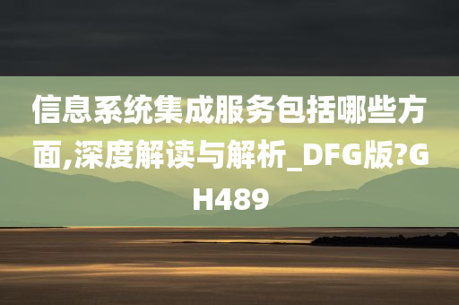 信息系统集成服务包括哪些方面,深度解读与解析_DFG版?GH489