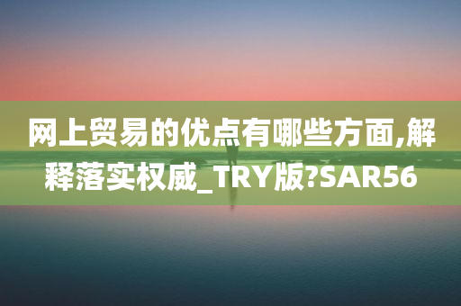 网上贸易的优点有哪些方面,解释落实权威_TRY版?SAR56