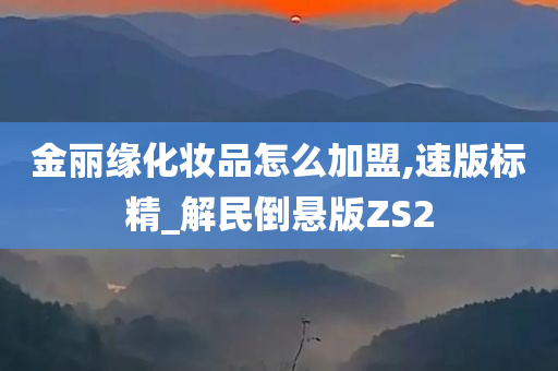 金丽缘化妆品怎么加盟,速版标精_解民倒悬版ZS2