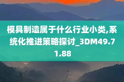 模具制造属于什么行业小类,系统化推进策略探讨_3DM49.71.88