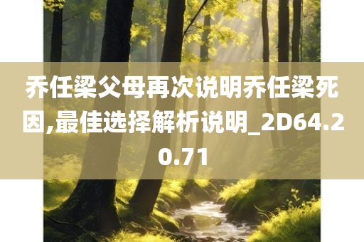 乔任梁父母再次说明乔任梁死因,最佳选择解析说明_2D64.20.71