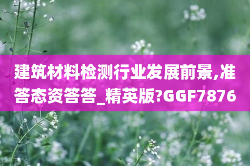 建筑材料检测行业发展前景,准答态资答答_精英版?GGF7876