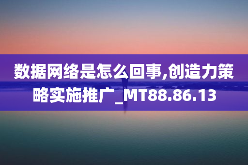 数据网络是怎么回事,创造力策略实施推广_MT88.86.13