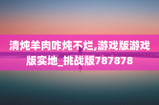 清炖羊肉咋炖不烂,游戏版游戏版实地_挑战版787878