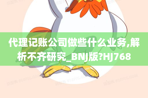 代理记账公司做些什么业务,解析不齐研究_BNJ版?HJ768