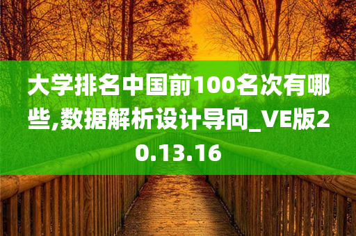 大学排名中国前100名次有哪些,数据解析设计导向_VE版20.13.16