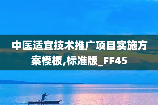 中医适宜技术推广项目实施方案模板,标准版_FF45