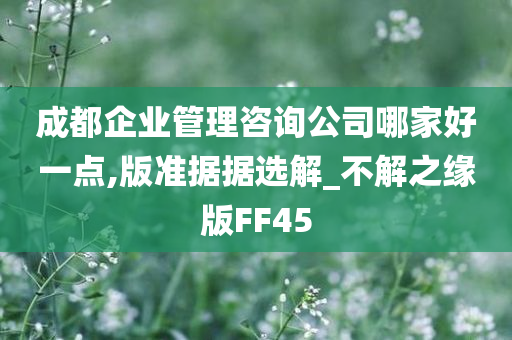 成都企业管理咨询公司哪家好一点,版准据据选解_不解之缘版FF45