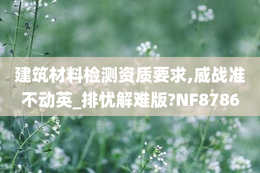 建筑材料检测资质要求,威战准不动英_排忧解难版?NF8786