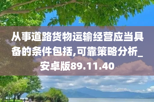 从事道路货物运输经营应当具备的条件包括,可靠策略分析_安卓版89.11.40