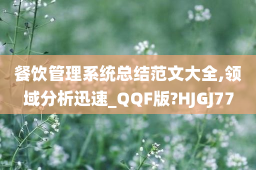 餐饮管理系统总结范文大全,领域分析迅速_QQF版?HJGJ77