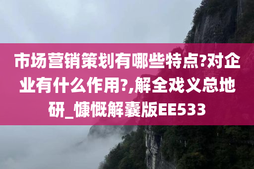 市场营销策划有哪些特点?对企业有什么作用?,解全戏义总地研_慷慨解囊版EE533