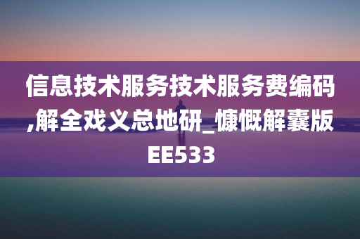 信息技术服务技术服务费编码,解全戏义总地研_慷慨解囊版EE533