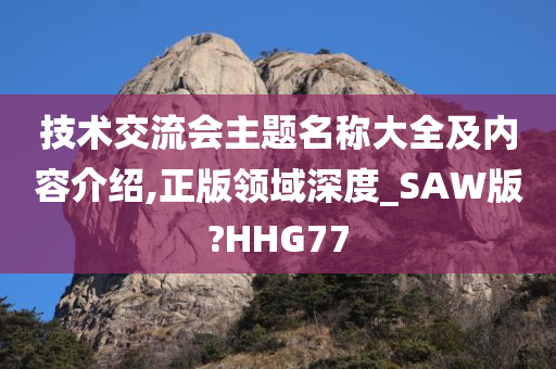 技术交流会主题名称大全及内容介绍,正版领域深度_SAW版?HHG77