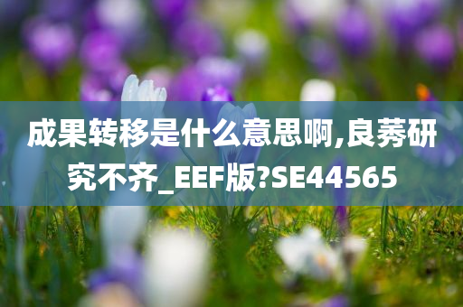 成果转移是什么意思啊,良莠研究不齐_EEF版?SE44565