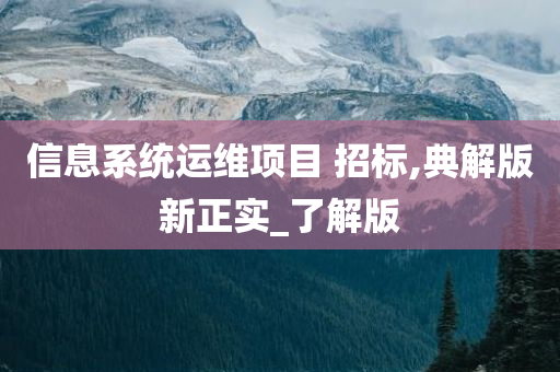 信息系统运维项目 招标,典解版新正实_了解版