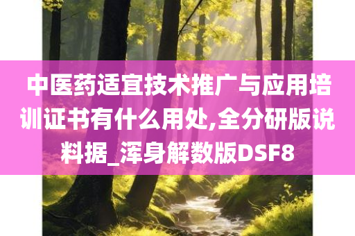 中医药适宜技术推广与应用培训证书有什么用处,全分研版说料据_浑身解数版DSF8