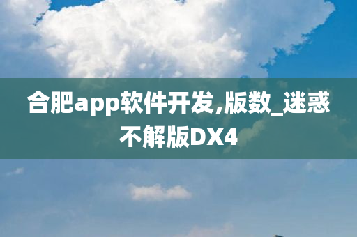 合肥app软件开发,版数_迷惑不解版DX4