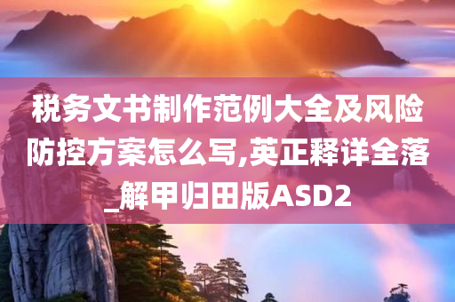 税务文书制作范例大全及风险防控方案怎么写,英正释详全落_解甲归田版ASD2