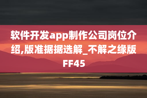 软件开发app制作公司岗位介绍,版准据据选解_不解之缘版FF45