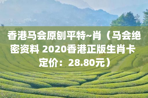 香港马会原刨平特~肖（马会绝密资料 2020香港正版生肖卡 定价：28.80元）