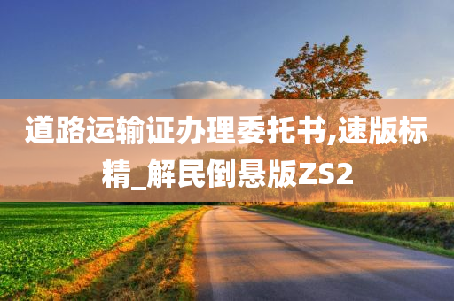 道路运输证办理委托书,速版标精_解民倒悬版ZS2