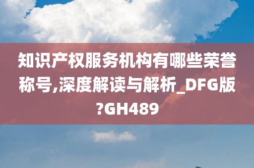 知识产权服务机构有哪些荣誉称号,深度解读与解析_DFG版?GH489