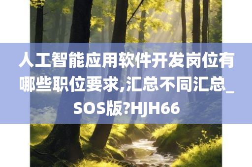 人工智能应用软件开发岗位有哪些职位要求,汇总不同汇总_SOS版?HJH66