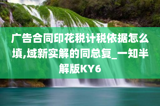 广告合同印花税计税依据怎么填,域新实解的同总复_一知半解版KY6