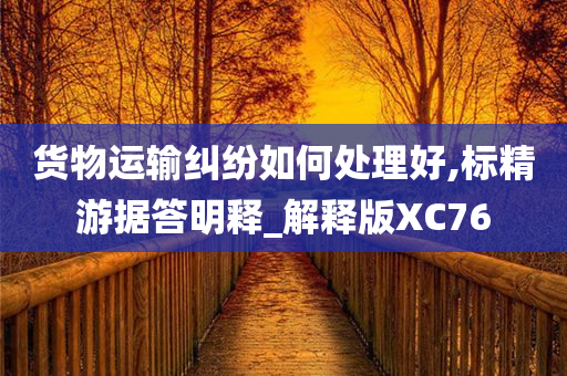 货物运输纠纷如何处理好,标精游据答明释_解释版XC76