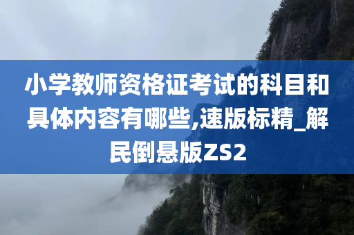 小学教师资格证考试的科目和具体内容有哪些,速版标精_解民倒悬版ZS2