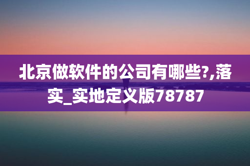 北京做软件的公司有哪些?,落实_实地定义版78787