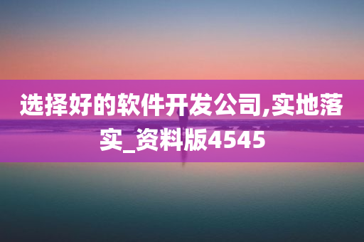 选择好的软件开发公司,实地落实_资料版4545