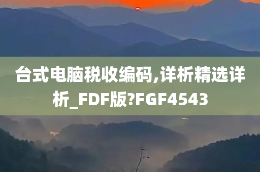 台式电脑税收编码,详析精选详析_FDF版?FGF4543