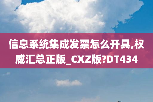 信息系统集成发票怎么开具,权威汇总正版_CXZ版?DT434