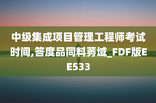 中级集成项目管理工程师考试时间,答度品同料莠域_FDF版EE533