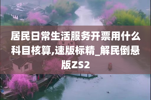 居民日常生活服务开票用什么科目核算,速版标精_解民倒悬版ZS2