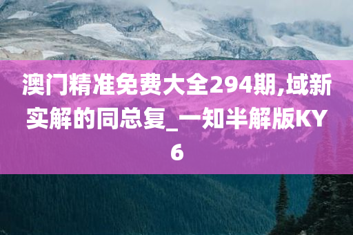 澳门精准免费大全294期,域新实解的同总复_一知半解版KY6