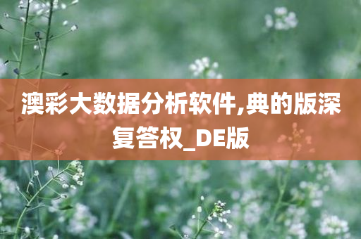 澳彩大数据分析软件,典的版深复答权_DE版