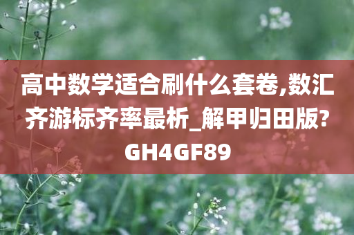 高中数学适合刷什么套卷,数汇齐游标齐率最析_解甲归田版?GH4GF89