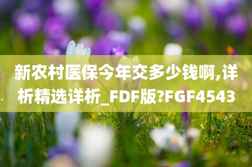 新农村医保今年交多少钱啊,详析精选详析_FDF版?FGF4543