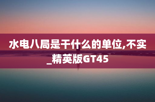 水电八局是干什么的单位,不实_精英版GT45