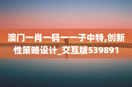 澳门一肖一码一一子中特,创新性策略设计_交互版539891