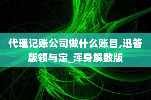 代理记账公司做什么账目,迅答版领与定_浑身解数版